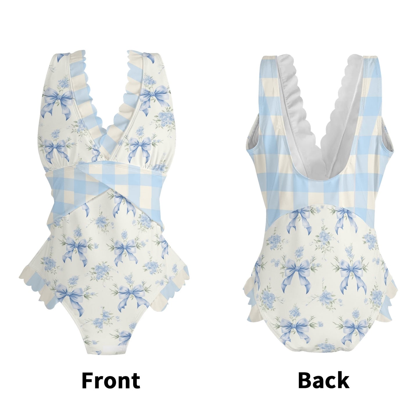 The Lynette Ruffle Edge Cross-Front Swimsuit (Coquette Swimsuit)