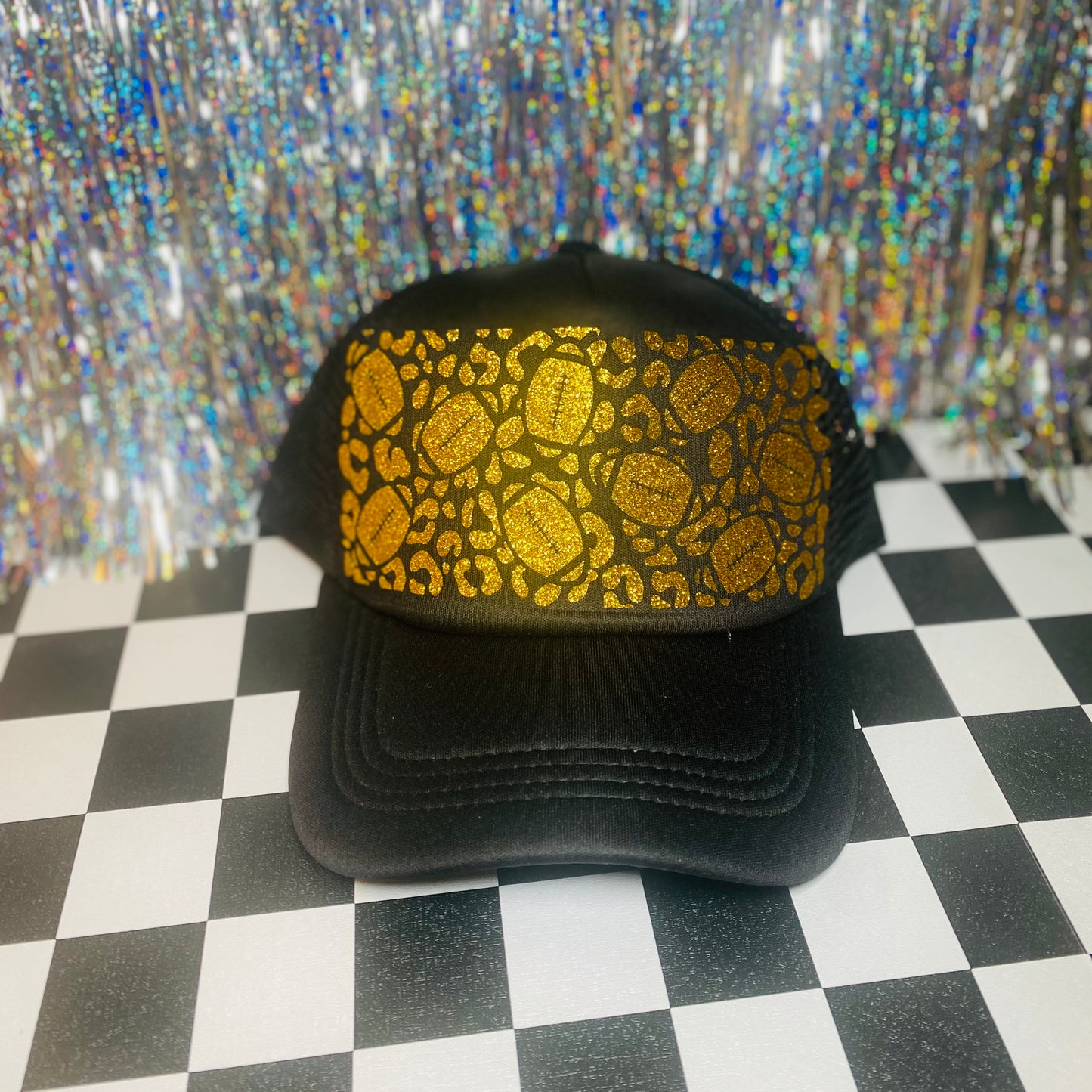Leopard Football Glitter Hat Transfer