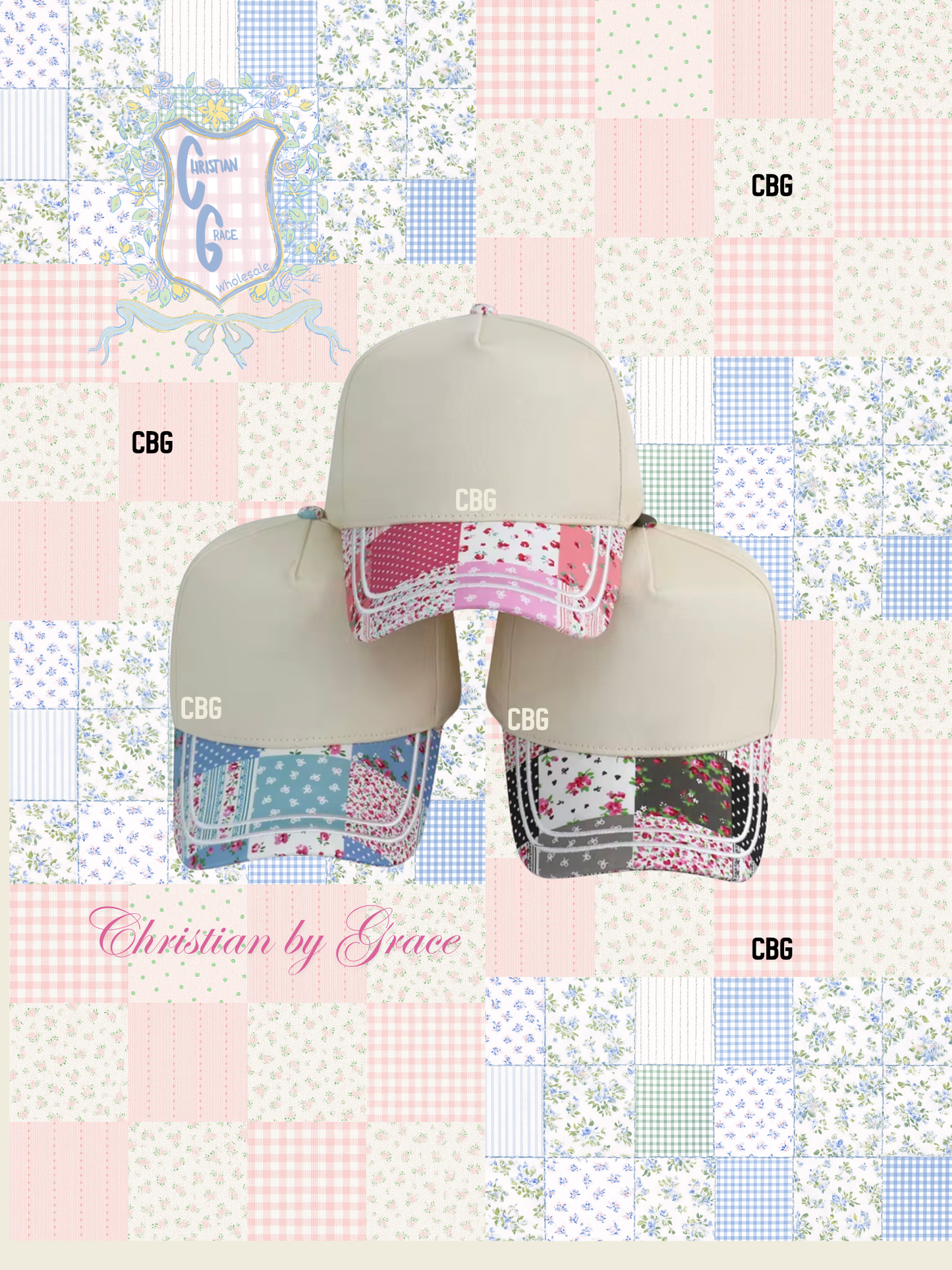 The Garden Party 5 Panel Trucker Hat’s ~Pre~order MIN 2 per color.
