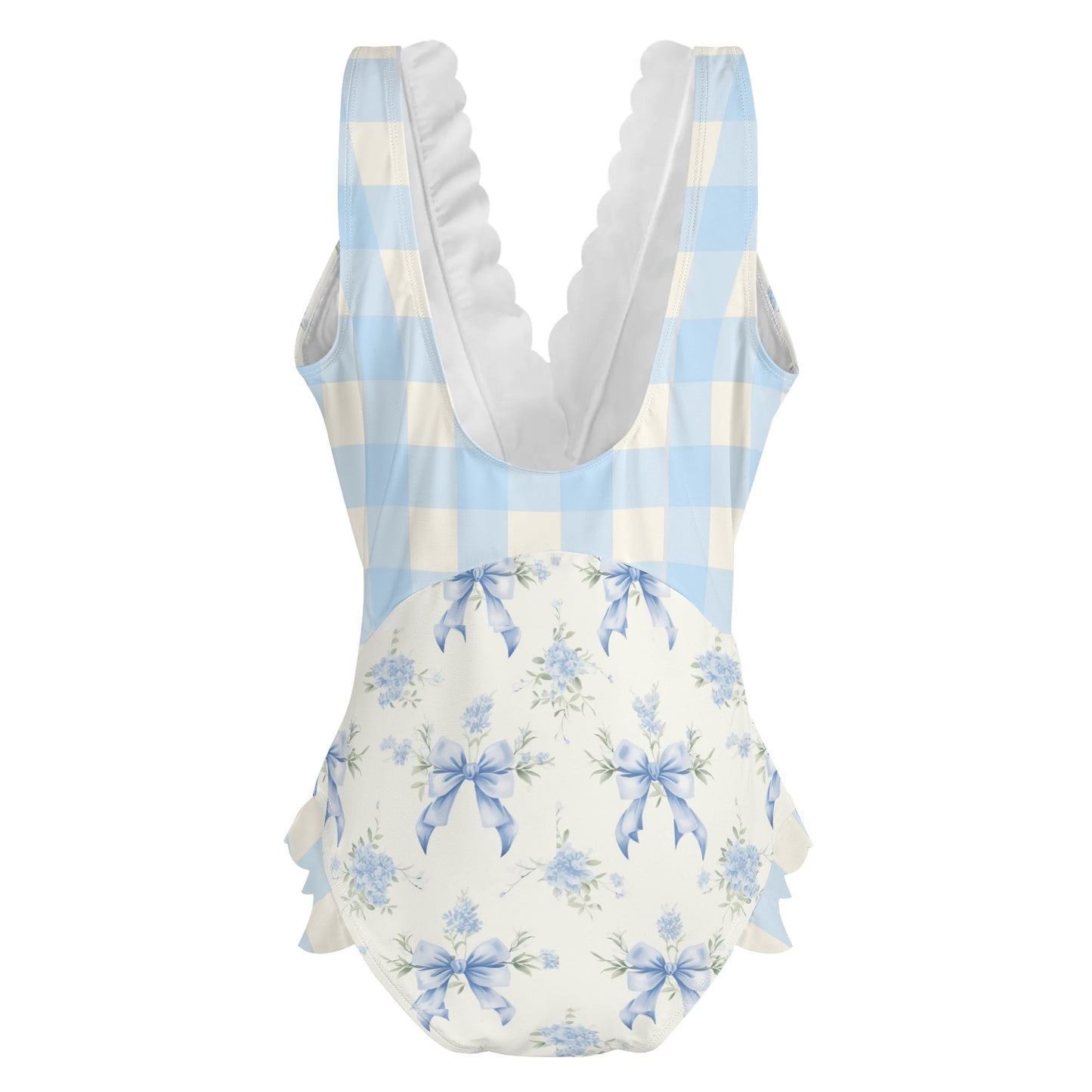 The Lynette Ruffle Edge Cross-Front Swimsuit (Coquette Swimsuit)