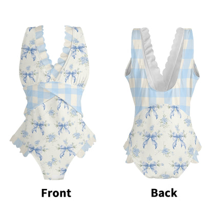 The Lynette Ruffle Edge Cross-Front Swimsuit (Coquette Swimsuit)