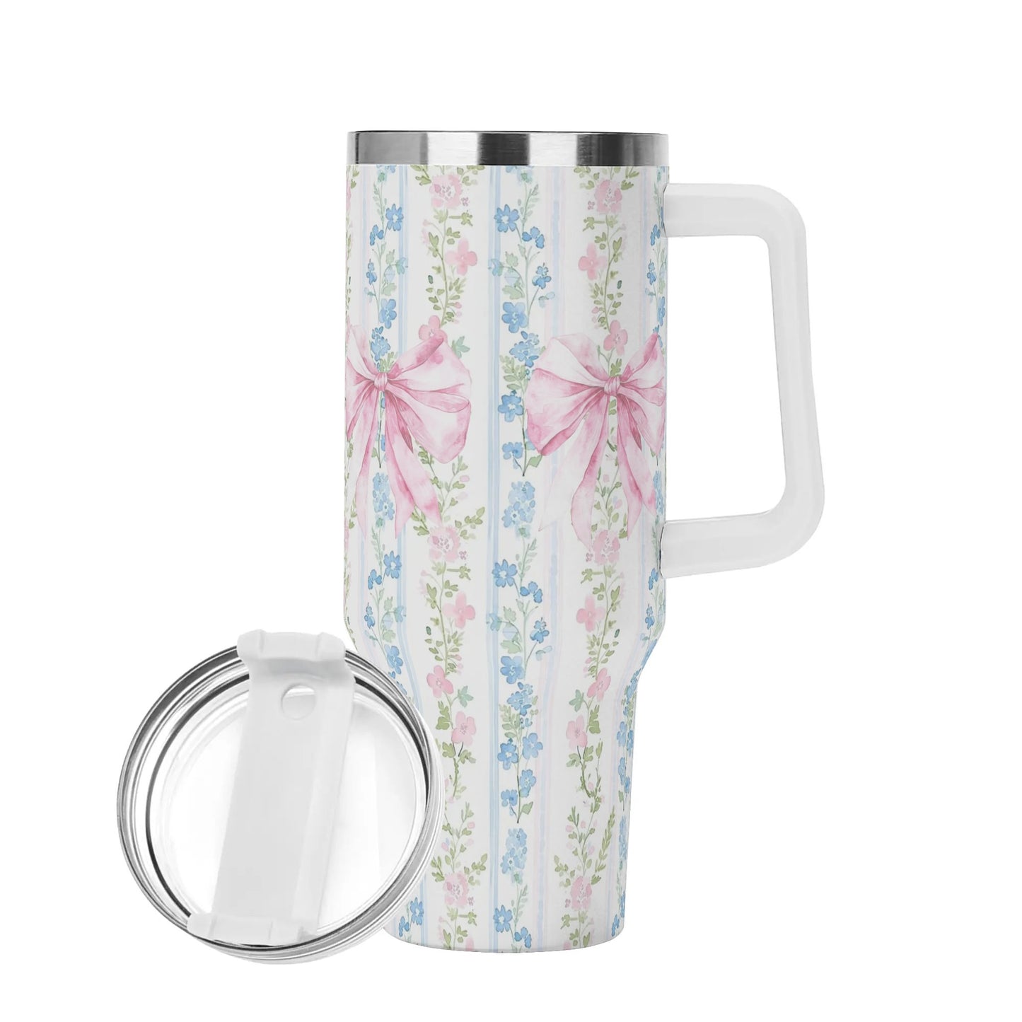 40oz Stainless Steel Coquette Floral Bow Tumbler