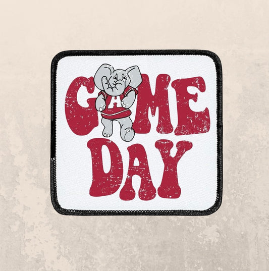 Red Game day ~ square patch