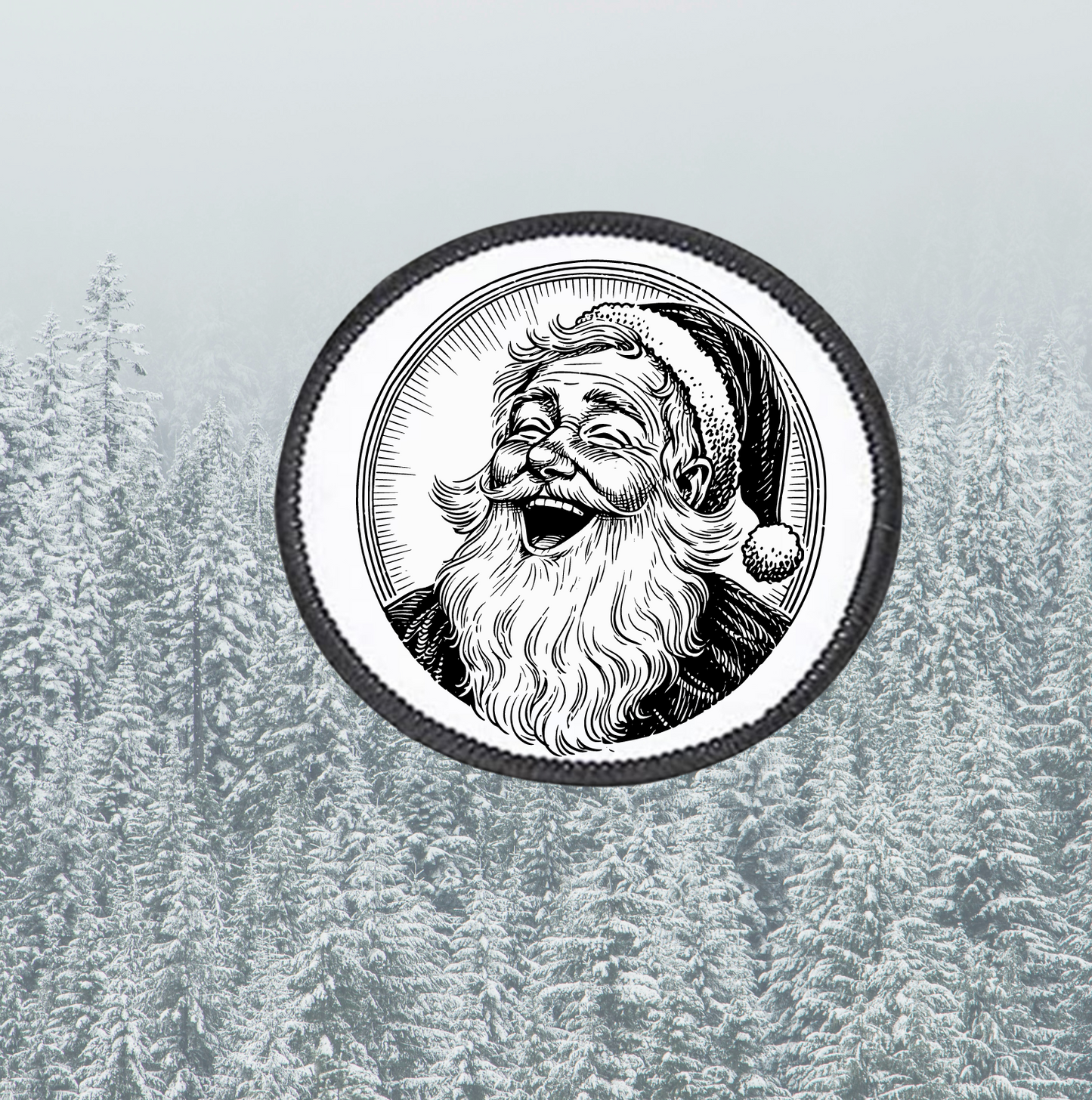 Black & White Santa ~ Round Patch