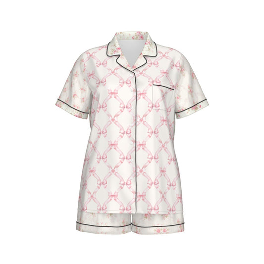 Womens Coquette Preppy Bow Pajamas