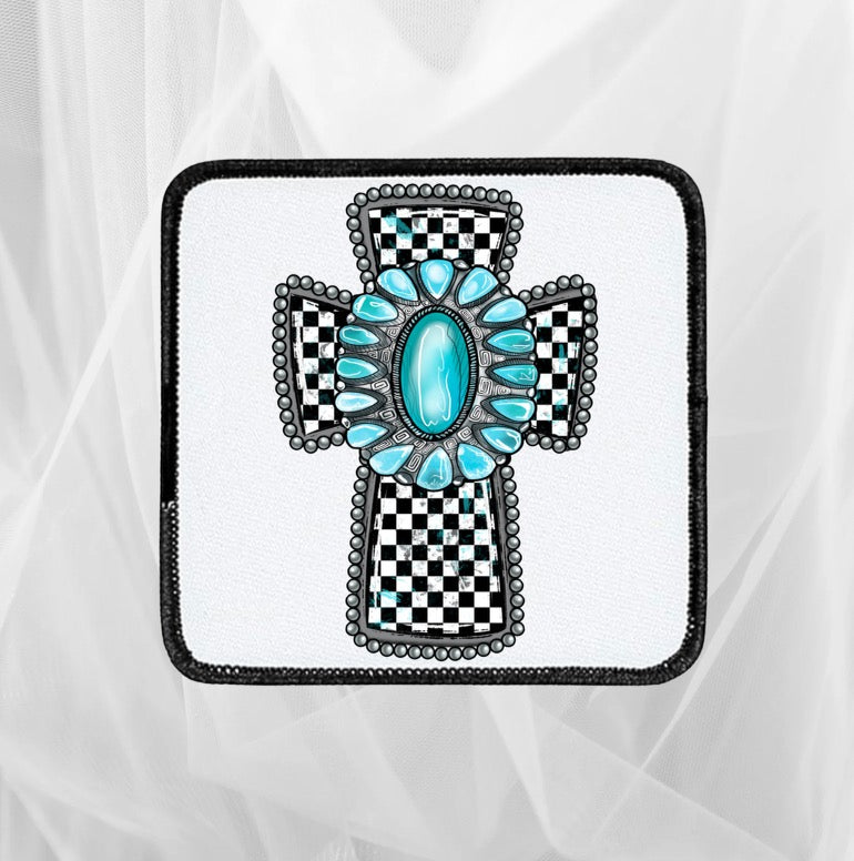 Turquoise cross ~ Square patch