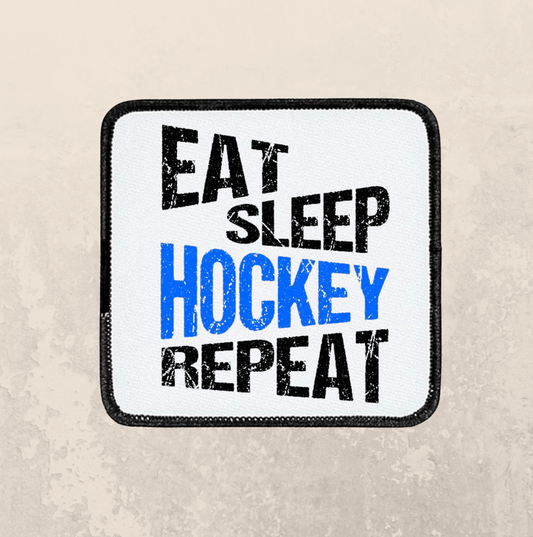 Blue Hockey Sleep, Repeat ~ Square patch