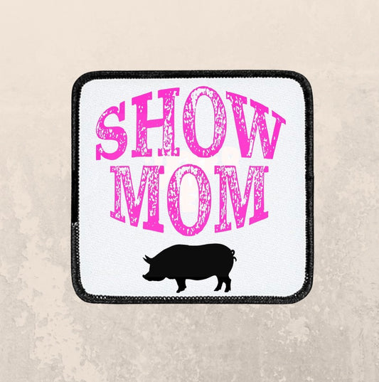 Pink Show Mom w/ pig ~ Square patch