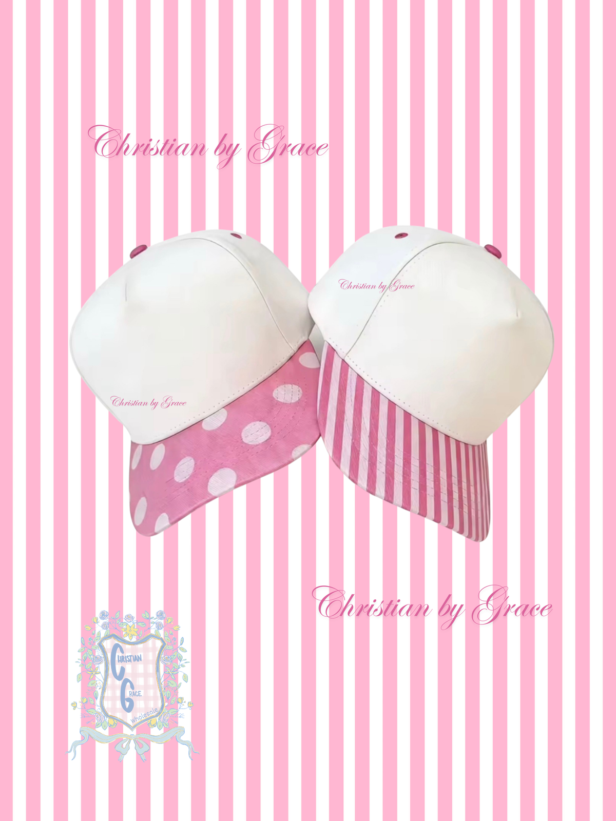 Pink Stripe 5 panel Trucker Hat ~ Pre~order. MIN 2!!
