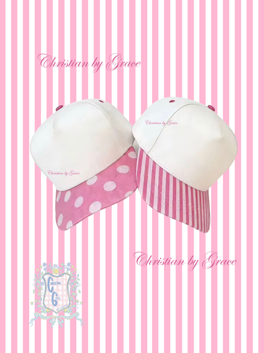 Pink Stripe 5 panel Trucker Hat ~ Pre~order. MIN 2!!