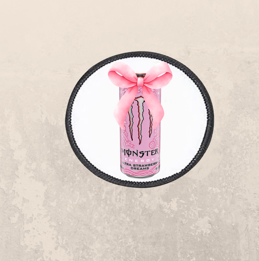 Pink energy drink with bow ~ Round patch