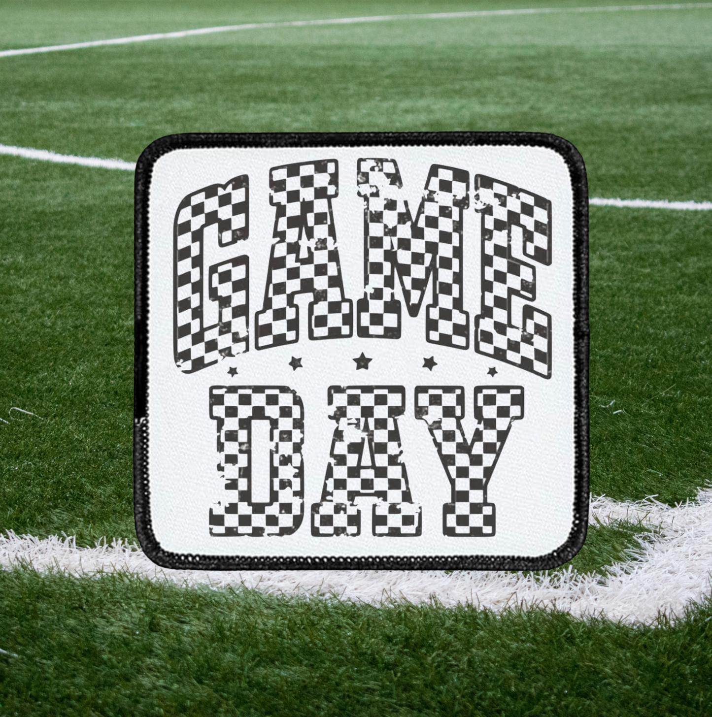 Black & White Check Game Day - Square Patch