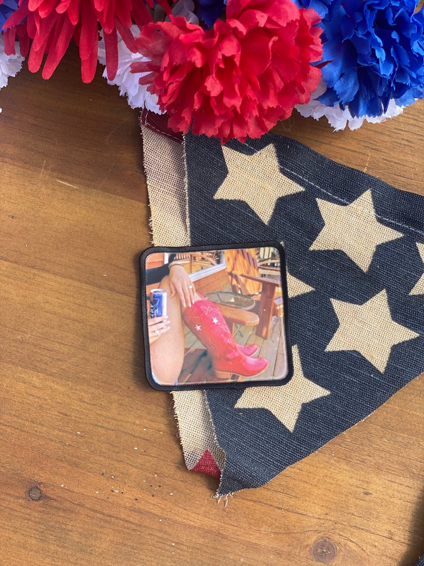Red boots square patch