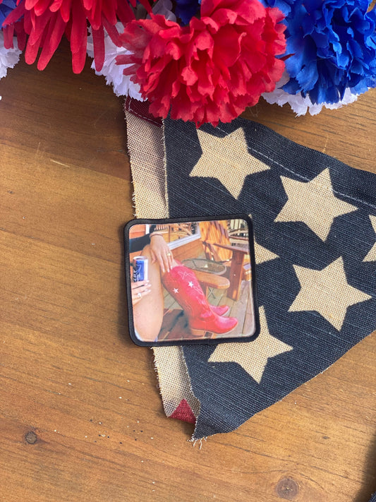 Red boots square patch