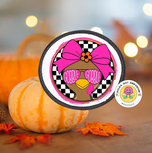 Pink Gobble Round Patch