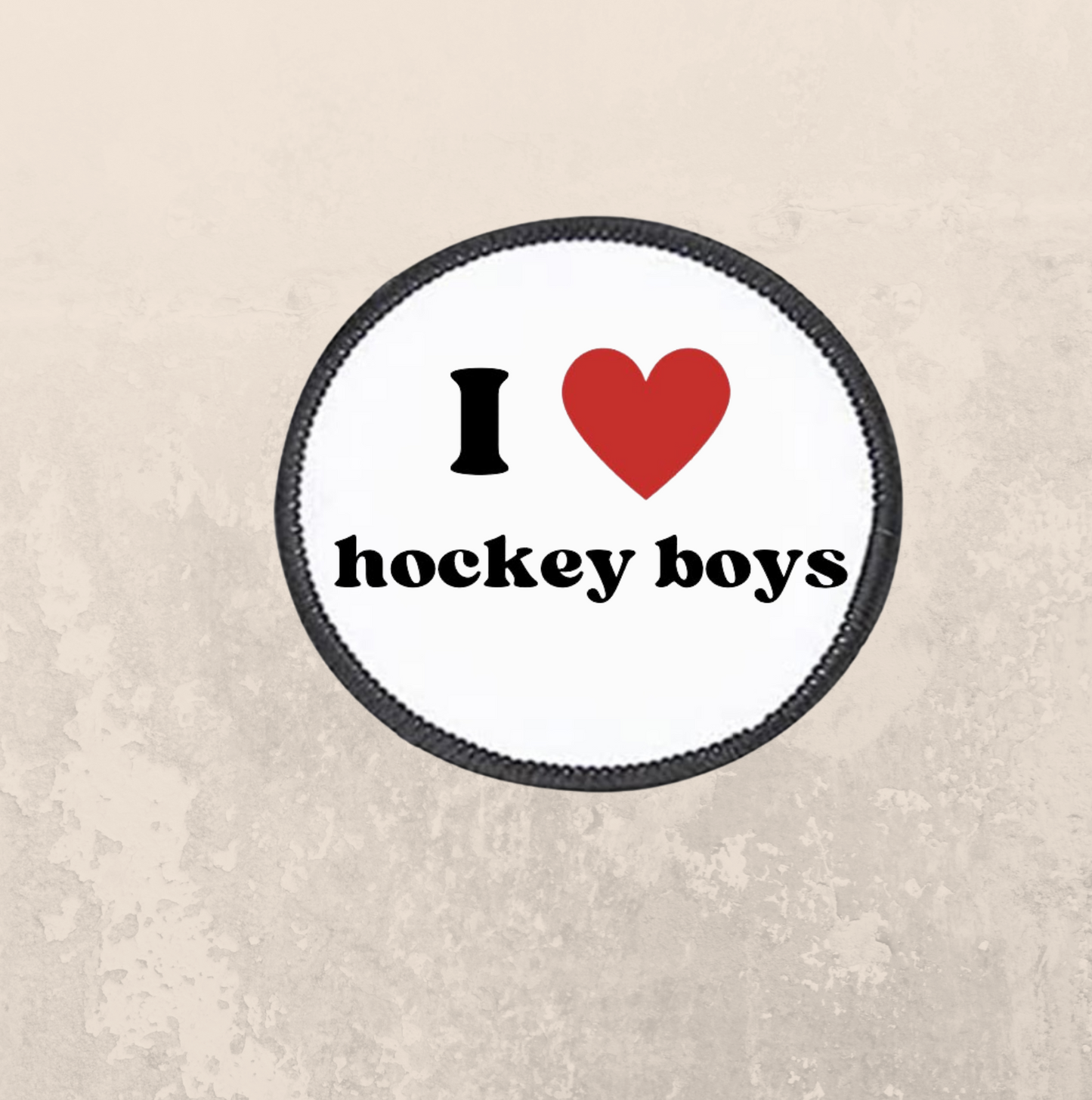 I 🩷 hockey boys~ Round patch