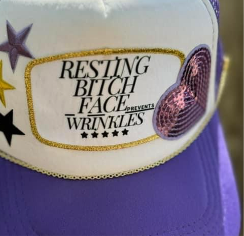 Resting Bitch Face Hat Patch ~ Gold trim