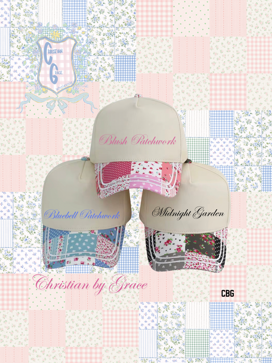 The Garden Party 5 Panel Trucker Hat’s ~Pre~order MIN 2 per color.