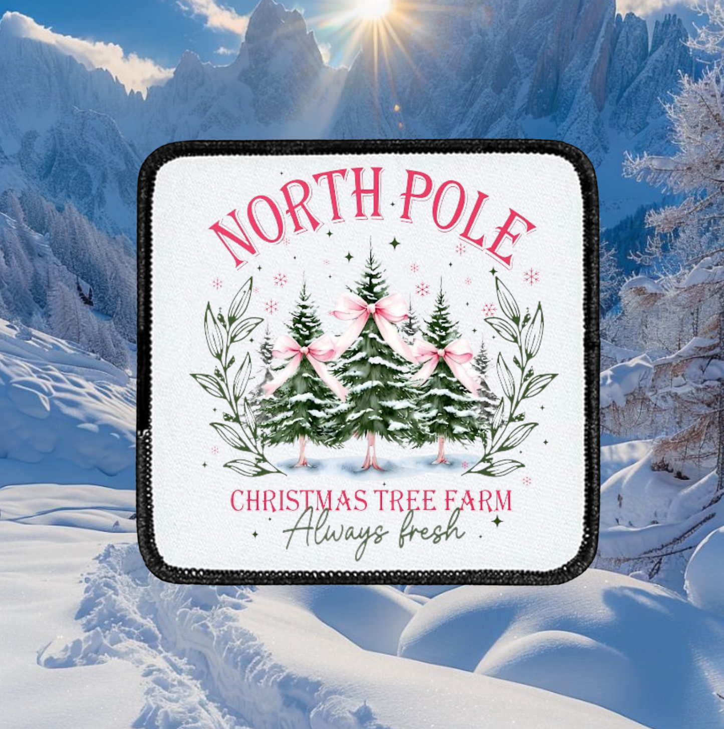 Pink North Pole Tree farm ~ Square Patch