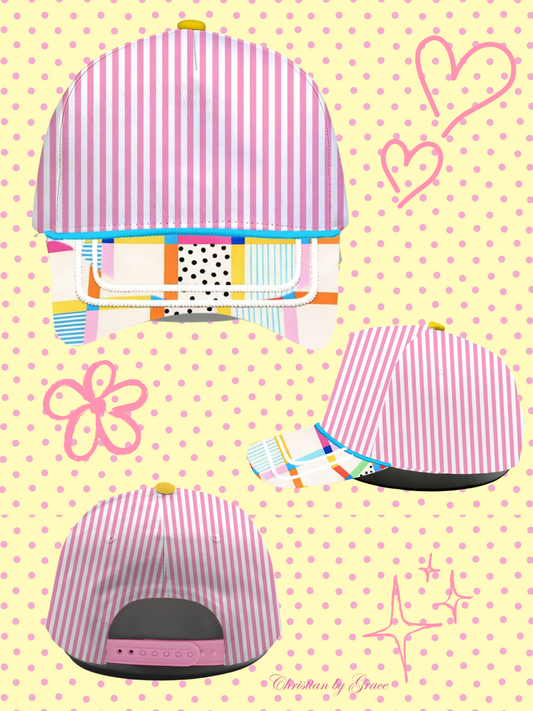 Pink Stripes 5 Panel Trucker Hat - Pre-order MIN 2 per color!