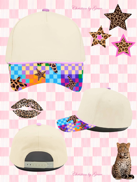 Colorful Cheetah 5 Panel Trucker Hat-Pre-order MIN 2 per color!