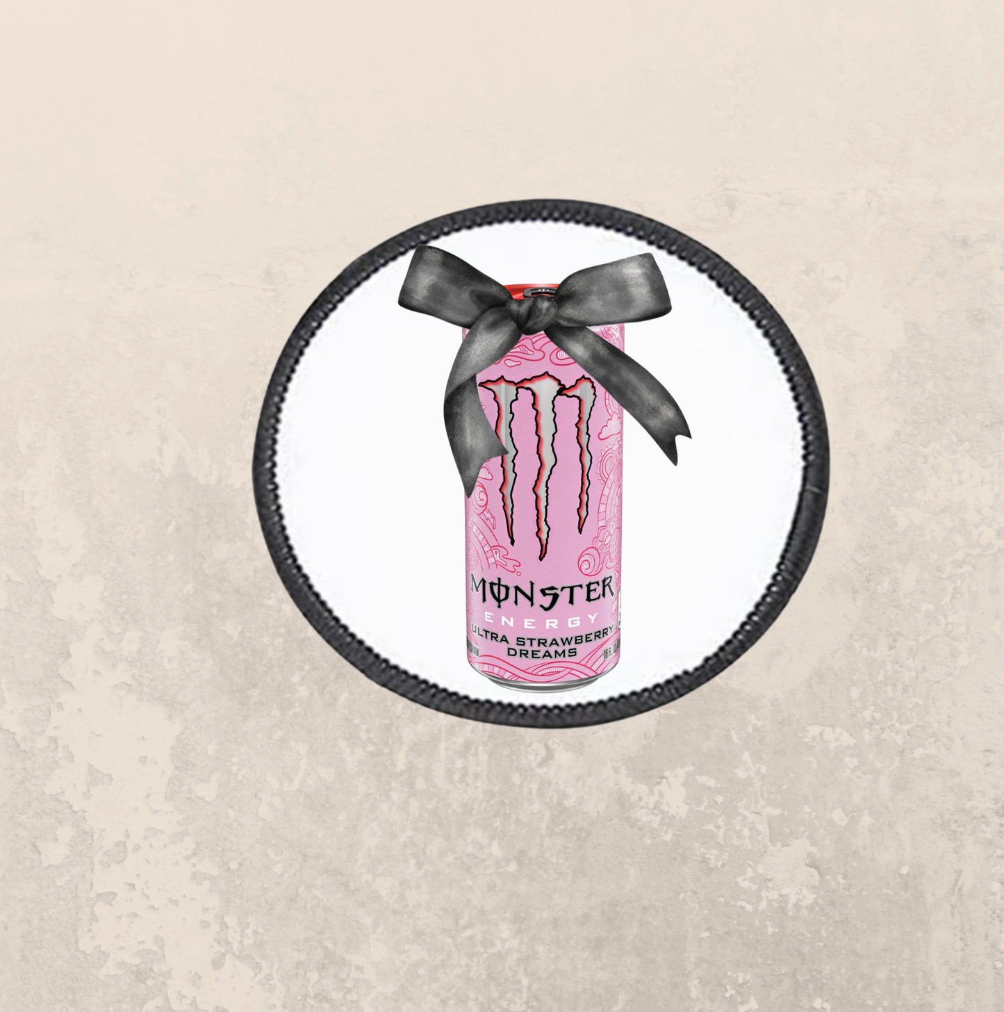 Pink energy drink with bow ~ Round patch